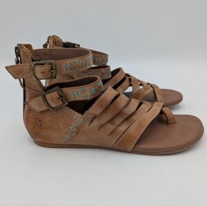 Roan by Bed Stu Heaster Leather Gladiator Sandals Tan 8 Boho Chic Southwestern